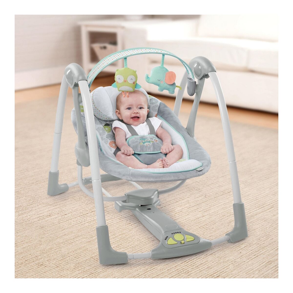Ingenuity Gungstol Ingenuity Compact Swing - Hugs & Hoots Vit Grå