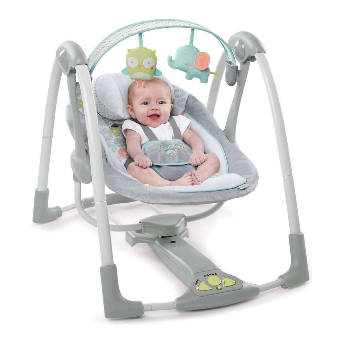 Ingenuity Gungstol Ingenuity Compact Swing - Hugs & Hoots Vit Grå
