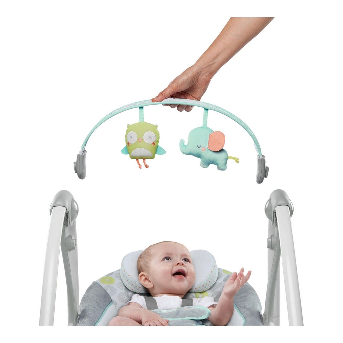 Ingenuity Gungstol Ingenuity Compact Swing - Hugs & Hoots Vit Grå