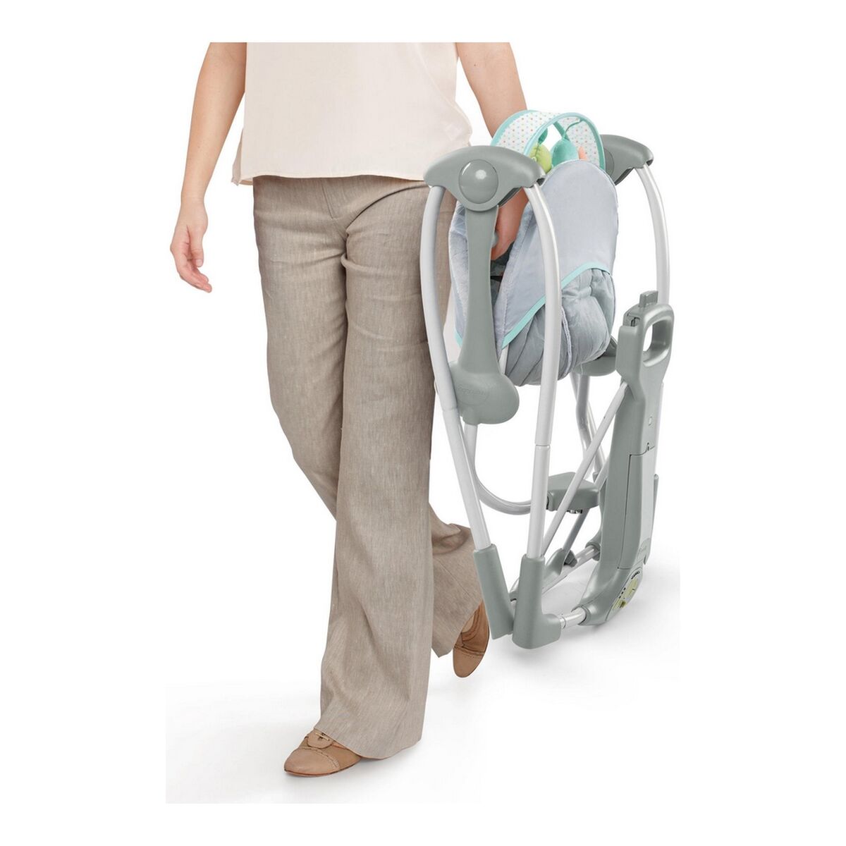Ingenuity Gungstol Ingenuity Compact Swing - Hugs & Hoots Vit Grå
