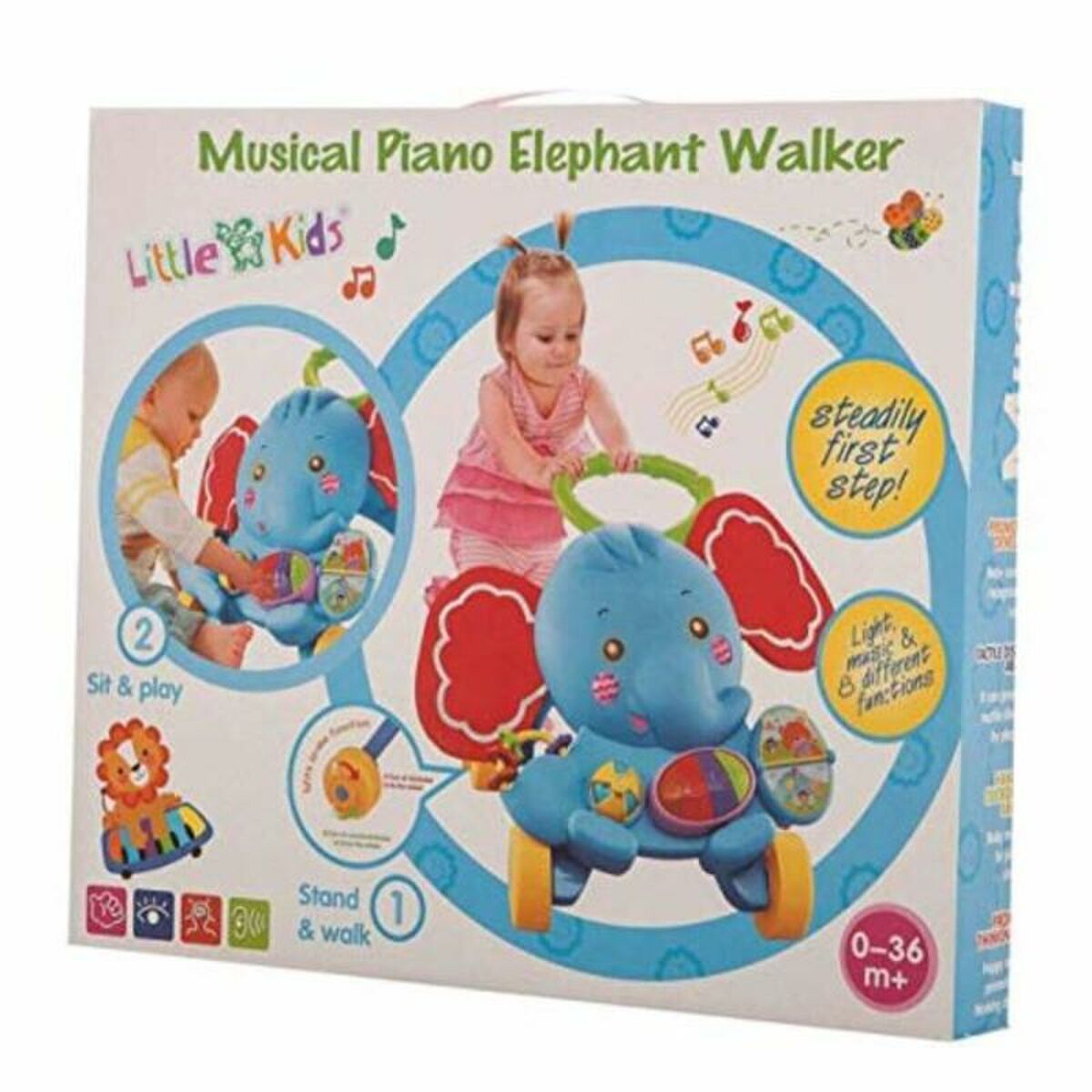 Bigbuy Fun Gångram Med Hjul Activity Elefant Musik Ljus