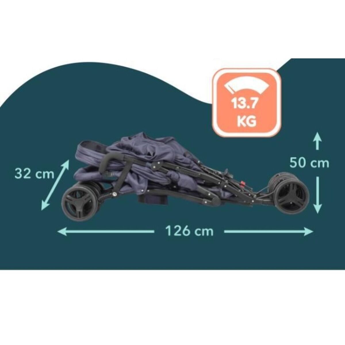Bambisol Barnvagn Bambisol Double Cane Marinblå