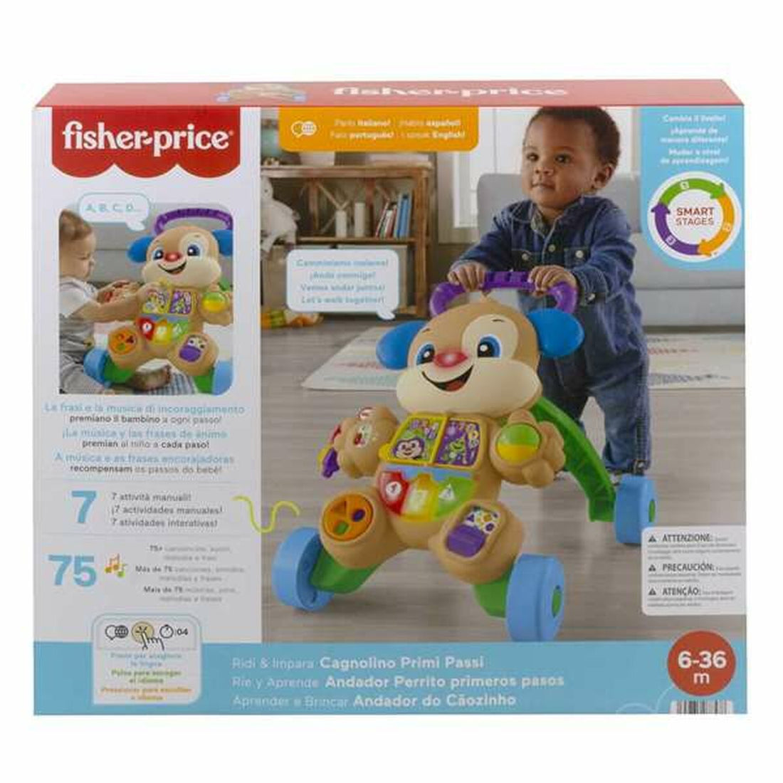 Fisher-Price Gångram Med Hjul Fisher-Price Ljud Ljus Hund Flera Språk