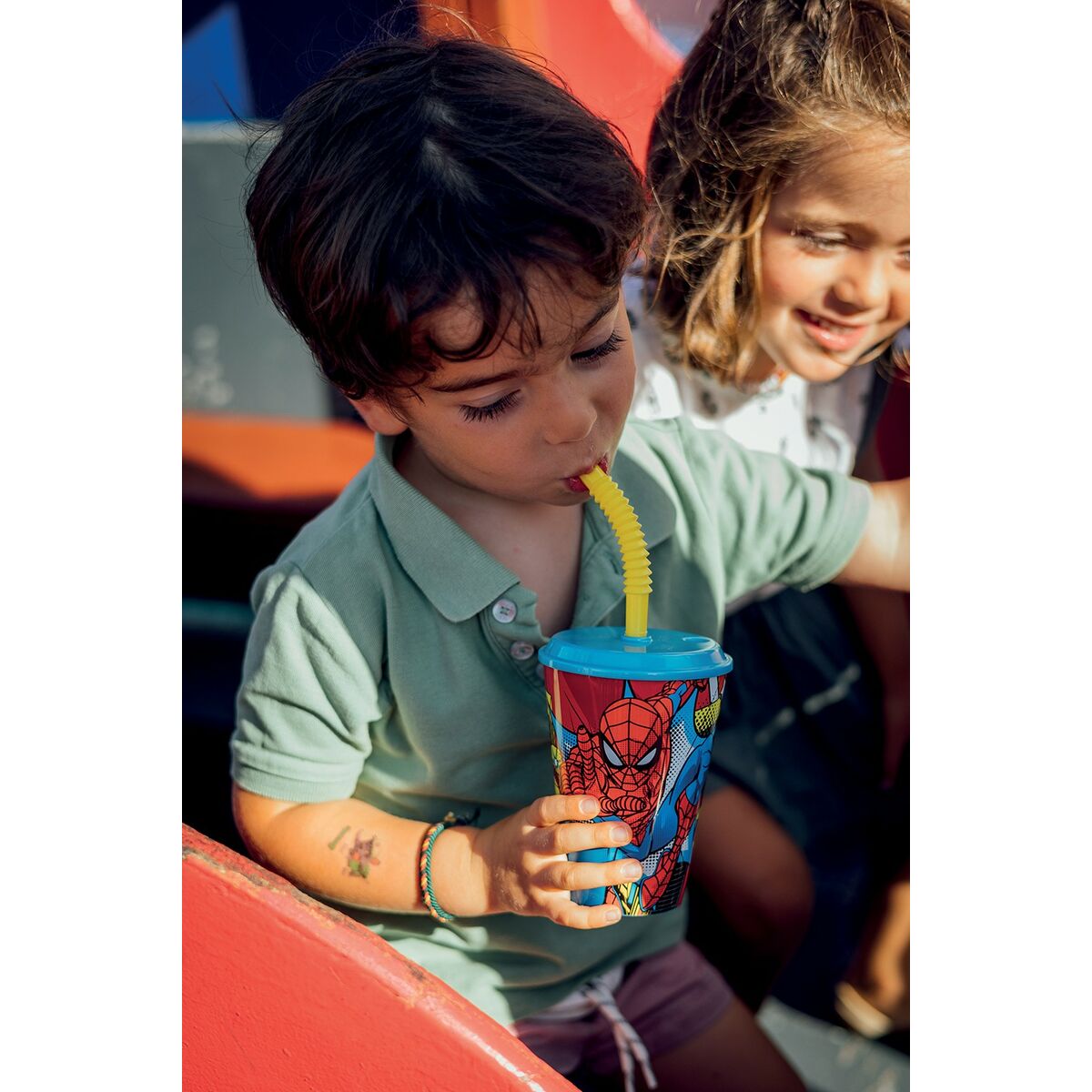 Spider-Man Muggen Med Sugrör Spider-Man Cz11366 430 Ml