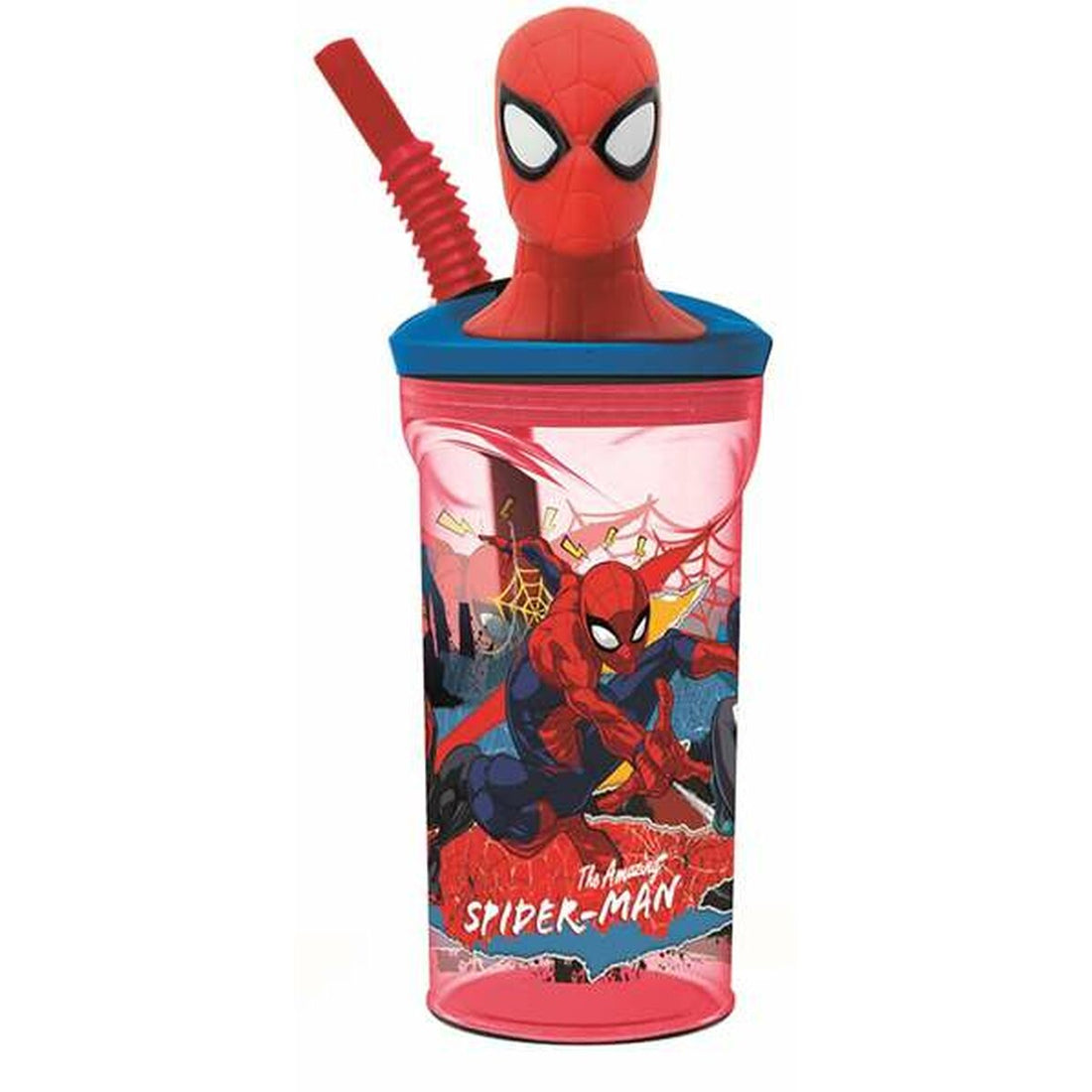 Spider-Man Muggen Med Sugrör Spider-Man Moving Target 360 Ml 3D